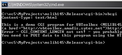 VBToolbox console CGI demo