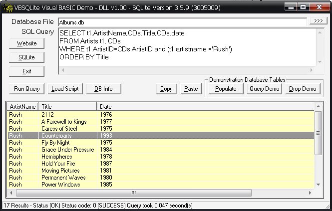 VBToolbox SQLite DLL test program